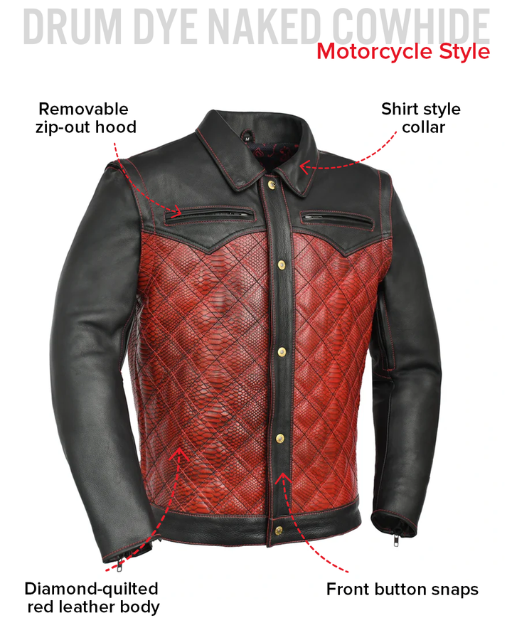 Redstrike Men’s Red & Black Leather Motorcycle Jacket
