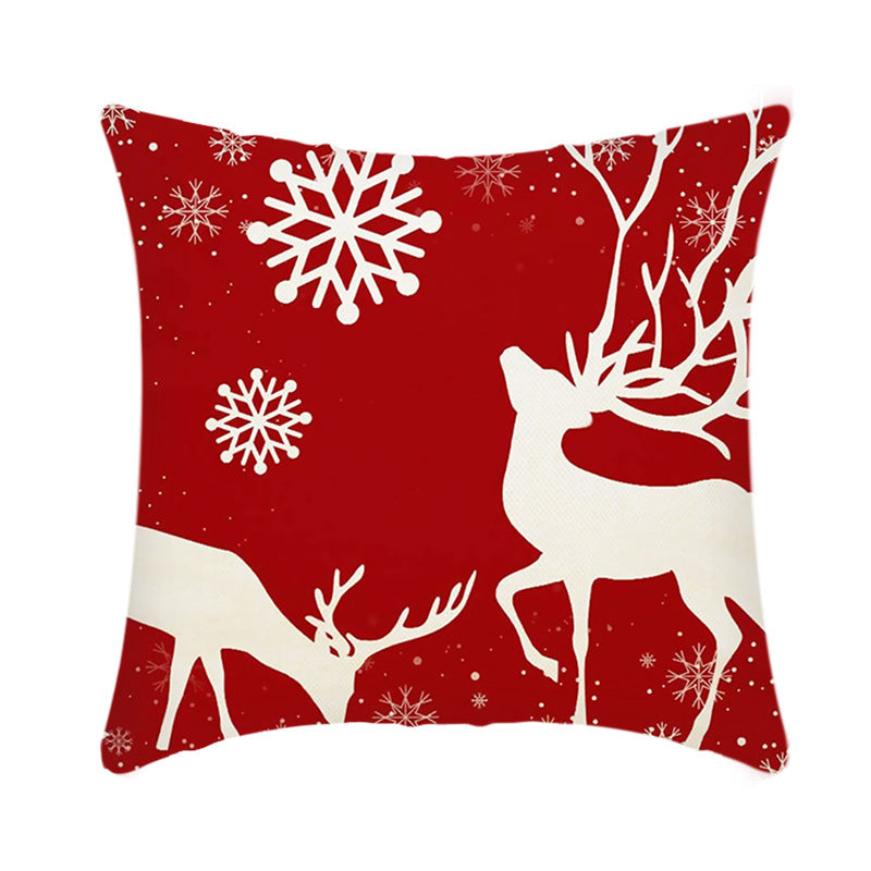 Merry Christmas Elk and Santa Plush Cushion Cover