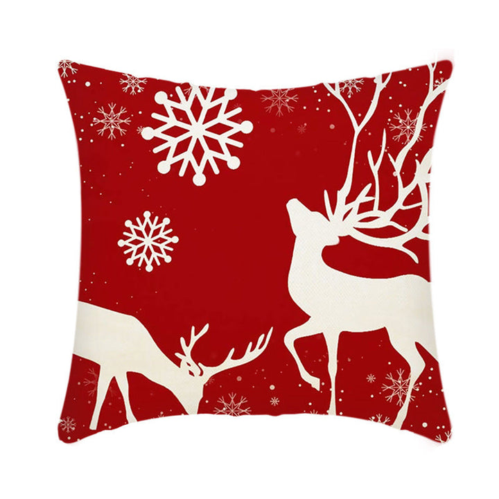 Merry Christmas Elk and Santa Plush Cushion Cover