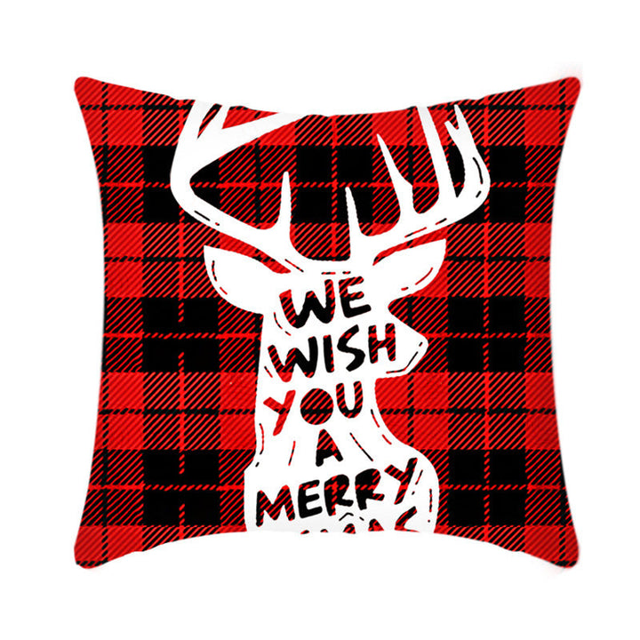 Merry Christmas Elk and Santa Plush Cushion Cover
