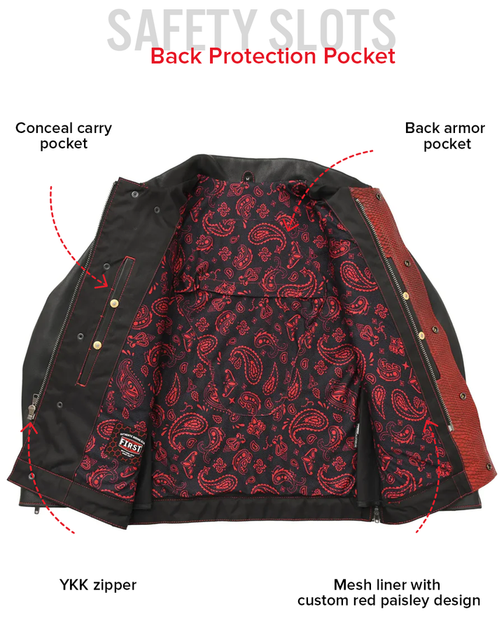 Redstrike Men’s Red & Black Leather Motorcycle Jacket