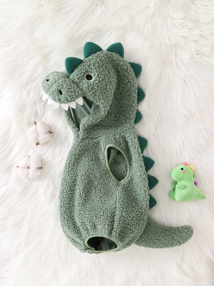 Multi-colored Fleece Romper In A Little Dinosaur Design