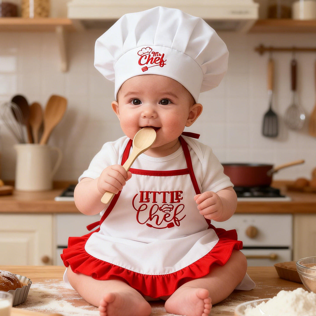 Newborn Little Chef Photo Outfit with Tall Hat