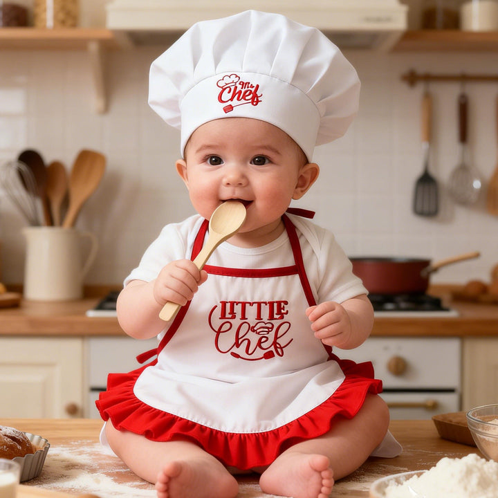 Newborn Little Chef Photo Outfit with Tall Hat