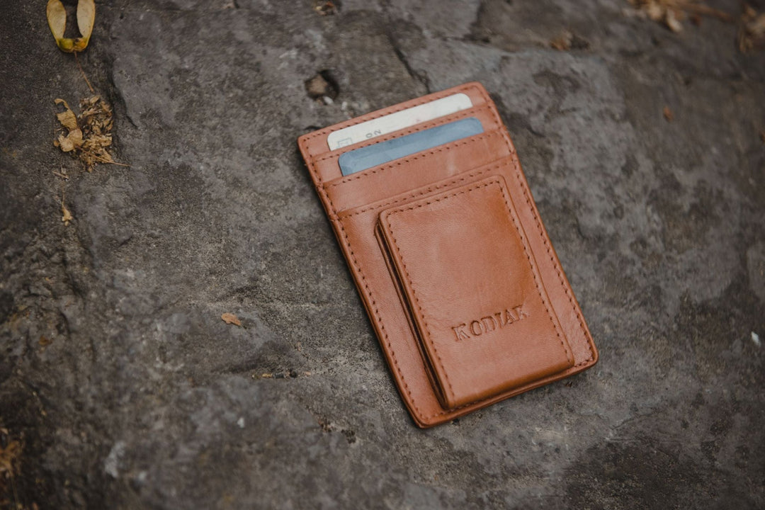 Leather Money Clip Wallet | Minimalist Magnetic Front Pocket Wallet