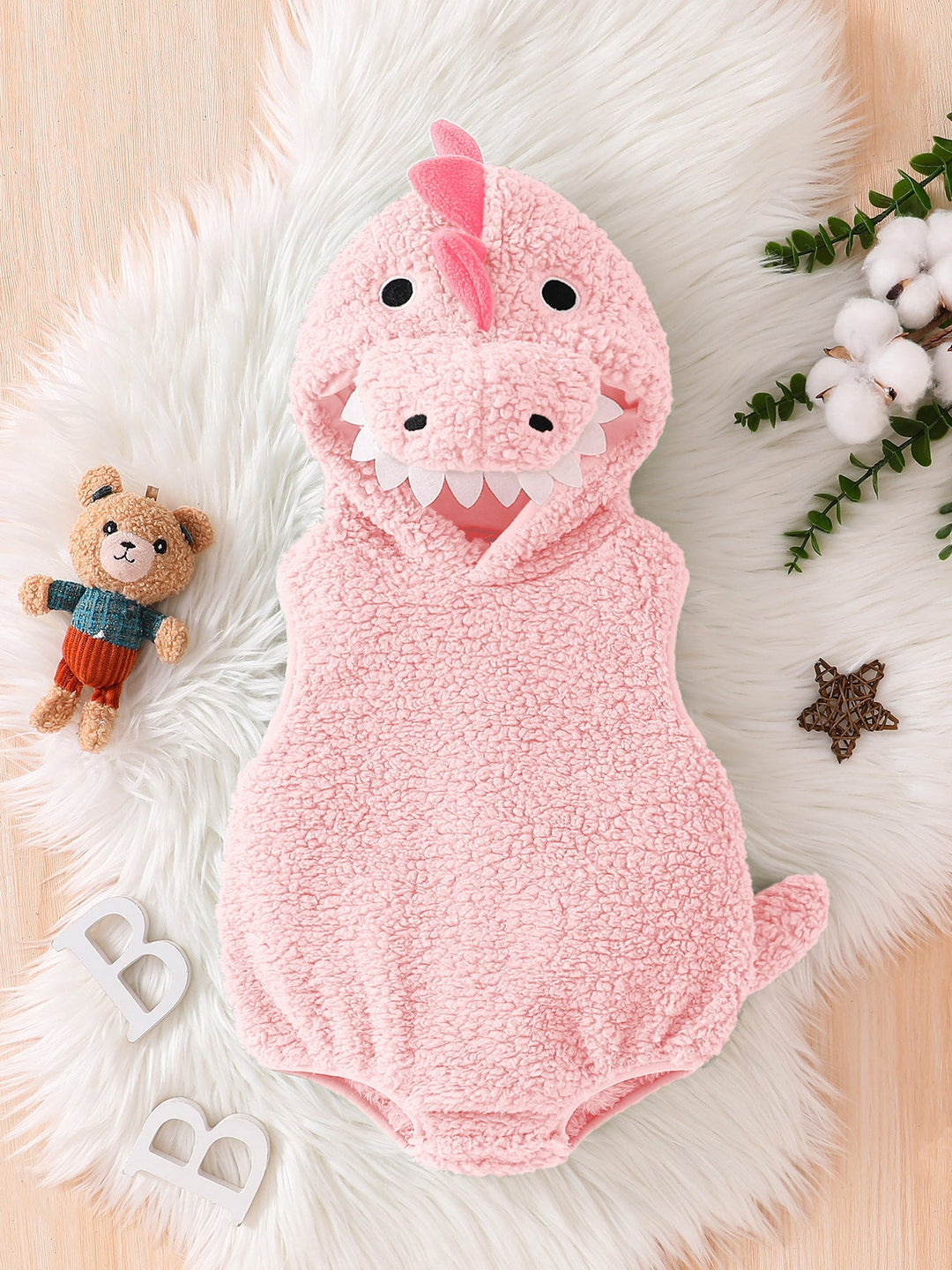 Multi-colored Fleece Romper In A Little Dinosaur Design