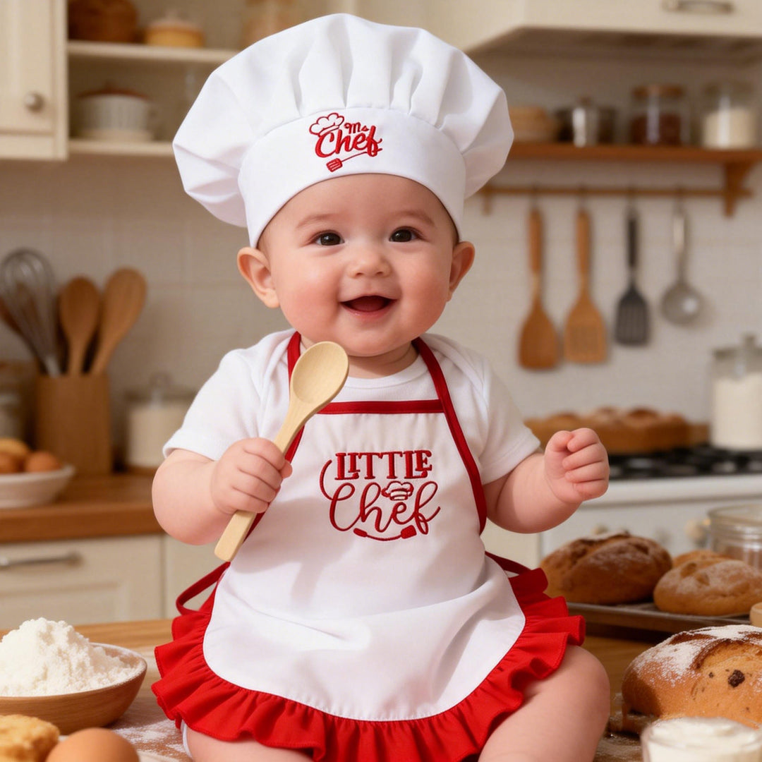 Newborn Little Chef Photo Outfit with Tall Hat