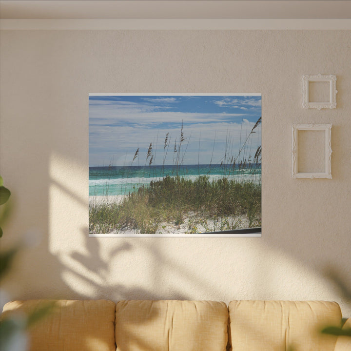 Coastal Dune Beach Canvas Print – Waves and Sea Oats Wall Art