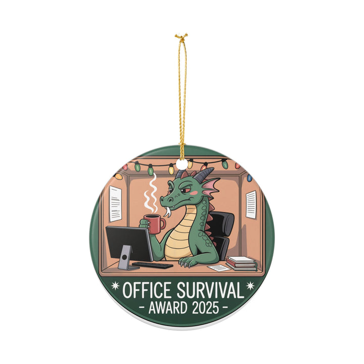 Office Survival Award Ceramic Ornament – Funny Workplace Holiday Keepsake Gift