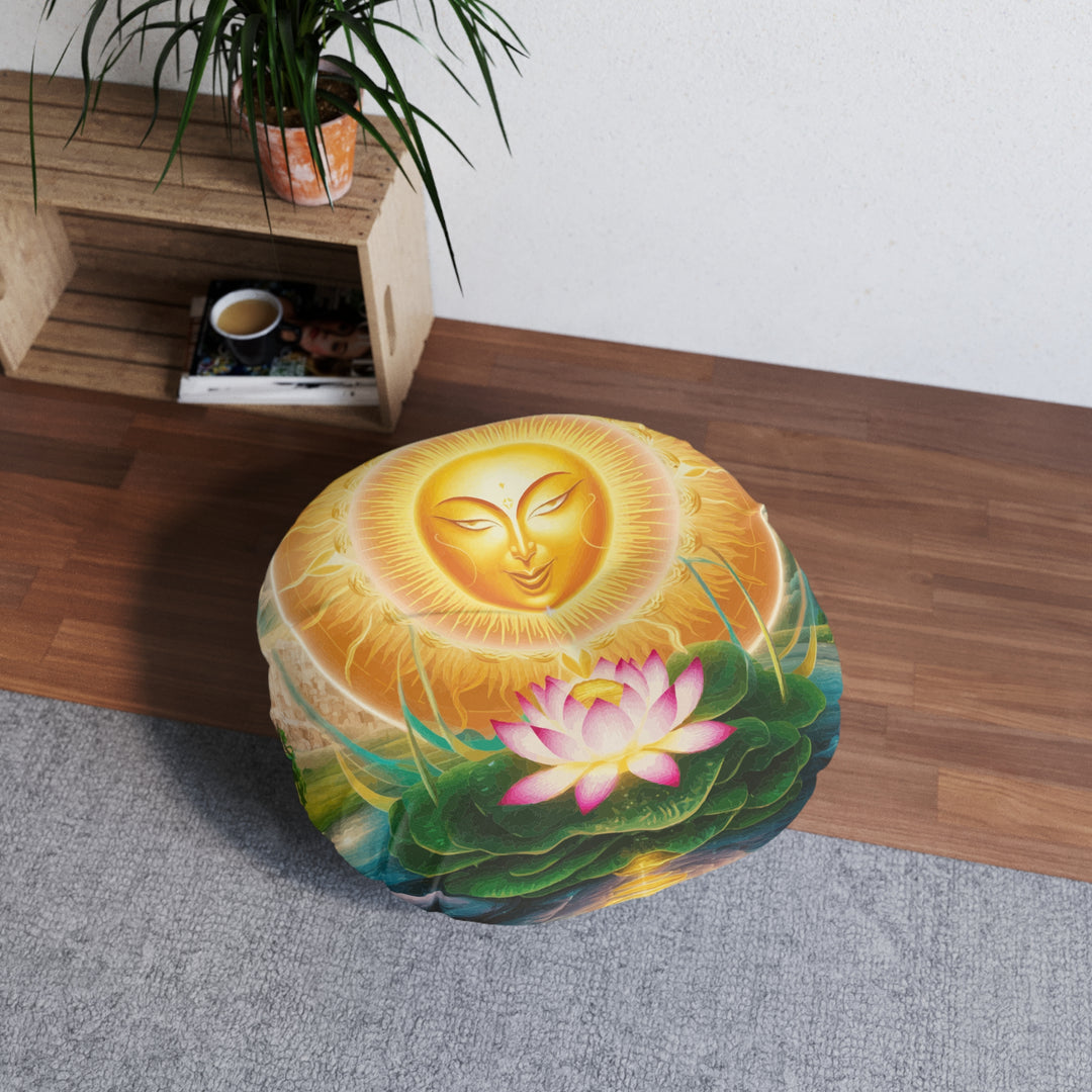 Lotus Sun - Tufted Floor Pillow, Round