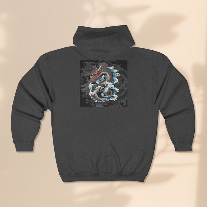 Dragon Wave Zip Hoodie - Unisex Heavy Blend Zip Up
