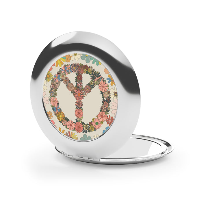 Compact Travel Mirror - Peace Sign Flowers