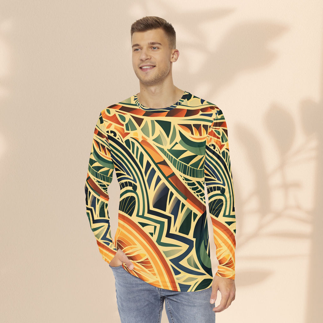 Men's Long Sleeve Shirt - Tribal Orange