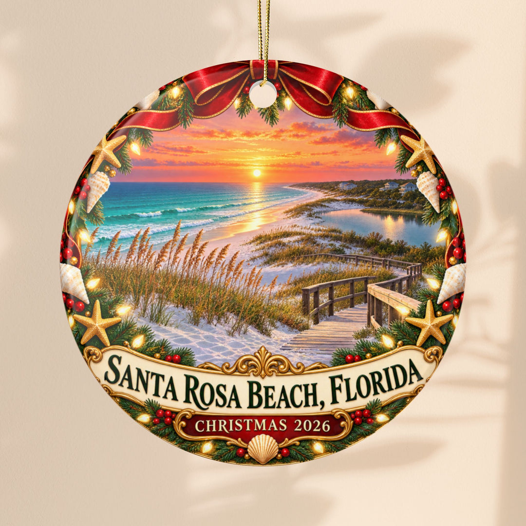 Santa Rosa Beach Florida Christmas Ornament – Coastal Holiday Keepsake