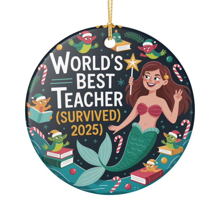 World’s Best Teacher Ceramic Ornament – Holiday Classroom Decoration & Gift Keepsake