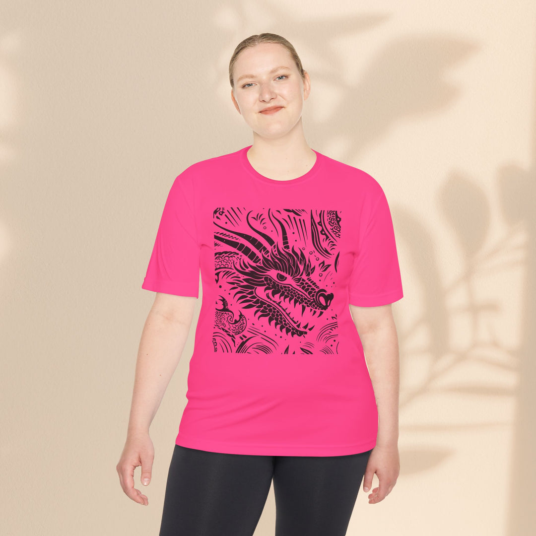 Unisex Moisture Wicking Tee - Dragon Black and White