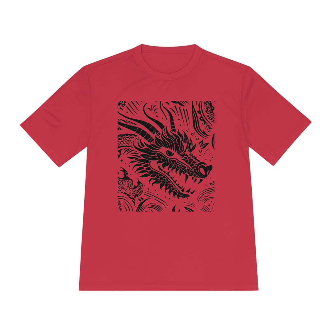 Unisex Moisture Wicking Tee - Dragon Black and White