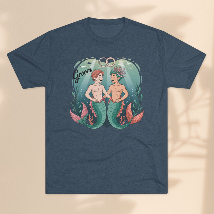 Merman Groom Tee, LGBTQ+ Pride Apparel, Wedding Gift, Unique Couple Shirt