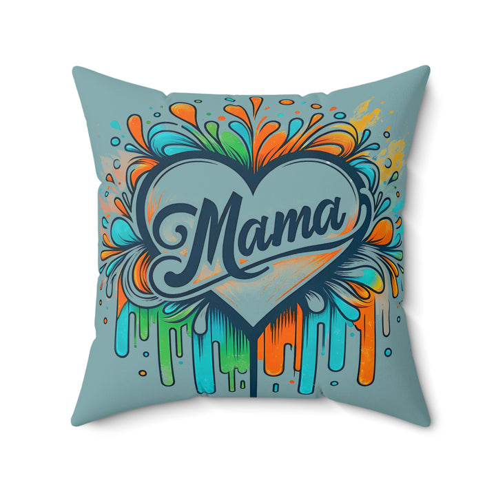 Colorful 'Mama' Spun Polyester Square Pillow - Perfect Gift for Mother's Day and Home Decor