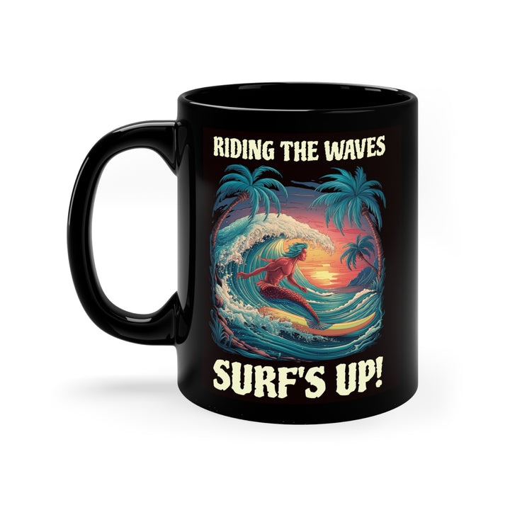 Black Coffee Mug, 11oz - Surf's Up