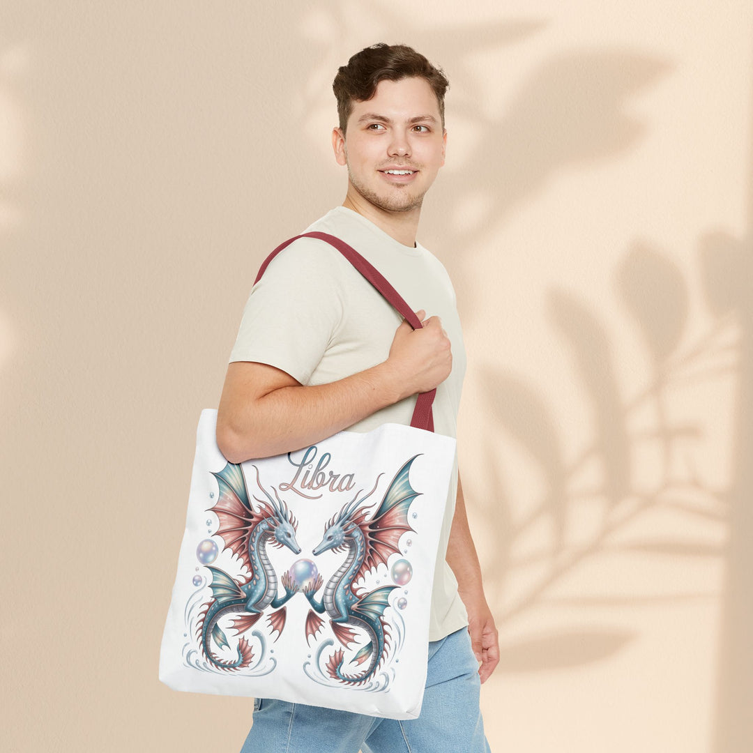 Libra Dragon Tote Bag, Zodiac Sign Tote, Astrological Gift, Fantasy Art Shopper, Unique Astrology Carryall