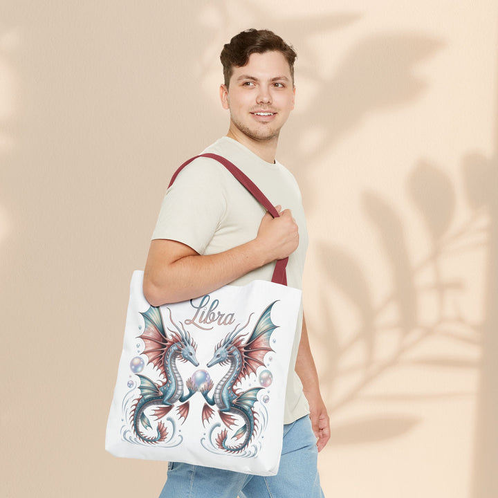 Libra Dragon Tote Bag, Zodiac Sign Tote, Astrological Gift, Fantasy Art Shopper, Unique Astrology Carryall