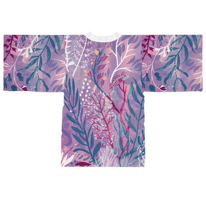 Long Sleeve Kimono Robe (AOP) - Purple Seaweed