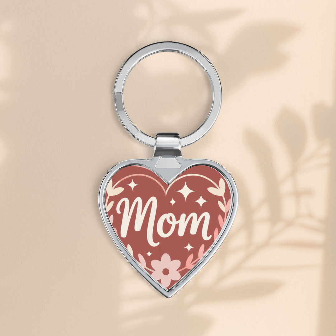 Heart Keychain - 'Mom' Floral Heart Keyring | Mother's Day Gift
