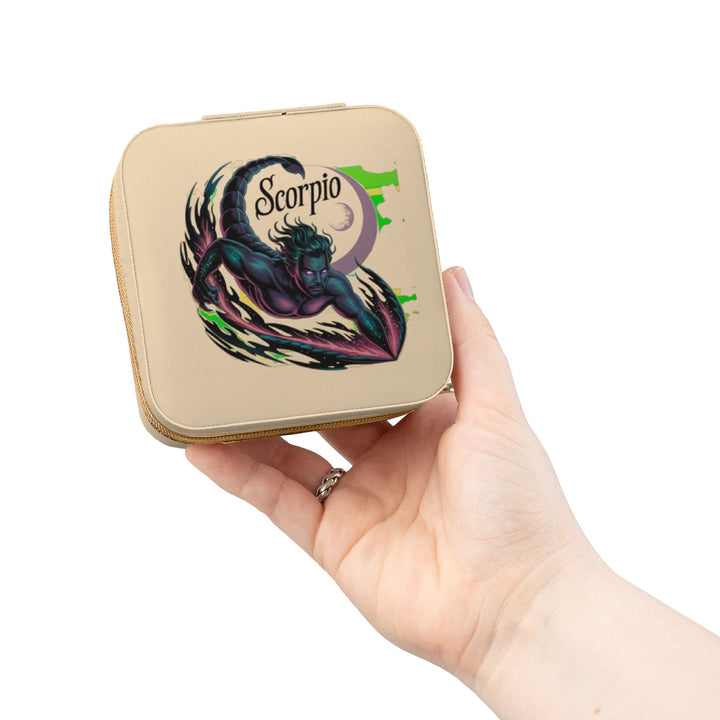 Scorpio Zodiac Jewelry Travel Case — Compact Pink Travel Jewelry Organizer