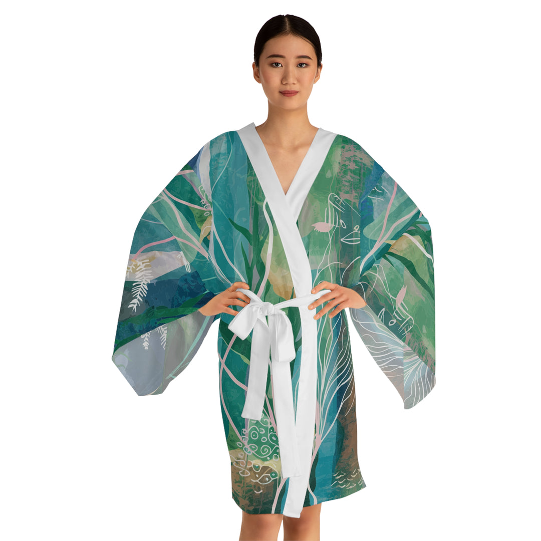 Long Sleeve Kimono Robe (AOP) - Seaweed Delight