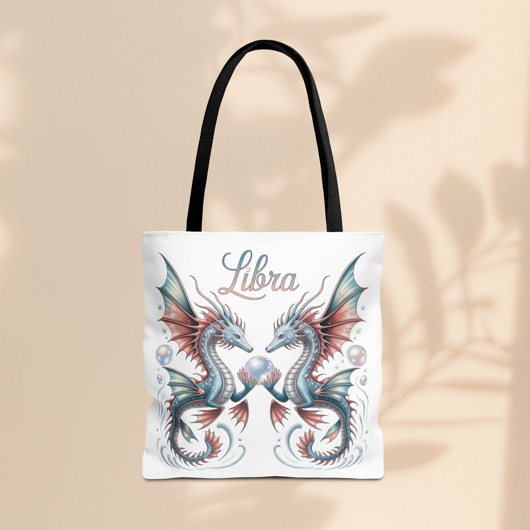 Libra Dragon Tote Bag, Zodiac Sign Tote, Astrological Gift, Fantasy Art Shopper, Unique Astrology Carryall