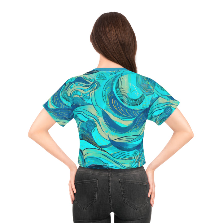 Teal Wave Crop Tee