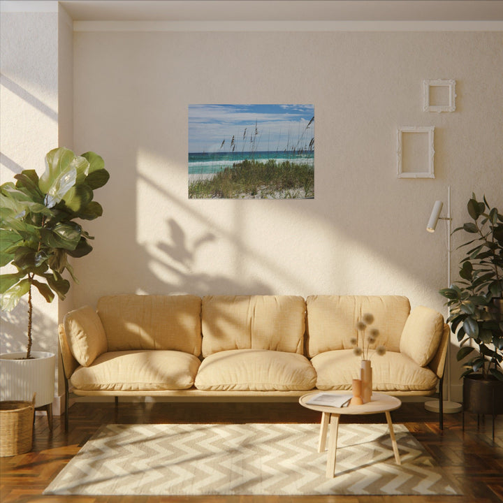 Coastal Dune Beach Canvas Print – Waves and Sea Oats Wall Art