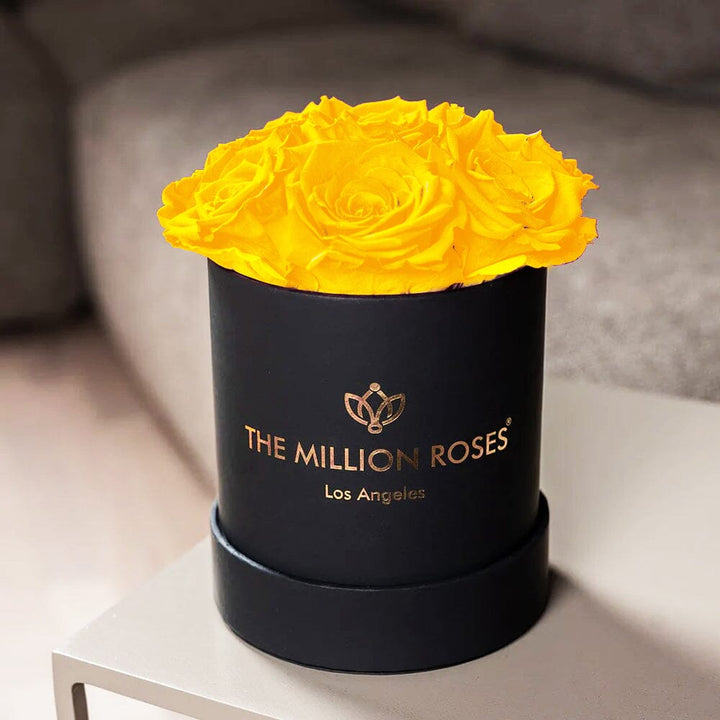 Essence Black Box with Yellow Roses – Luxury Preserved Rose Gift