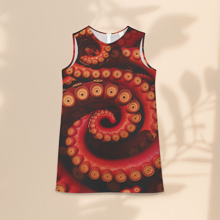 A-line Sleeveless Dress (AOP) - Red Octopus Twists