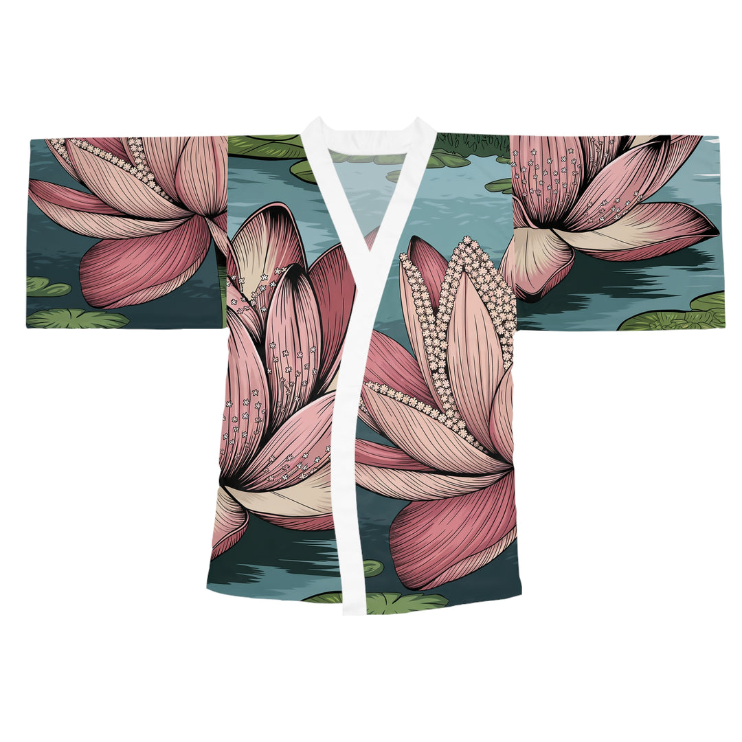 Long Sleeve Kimono Robe - Lotus Blossom