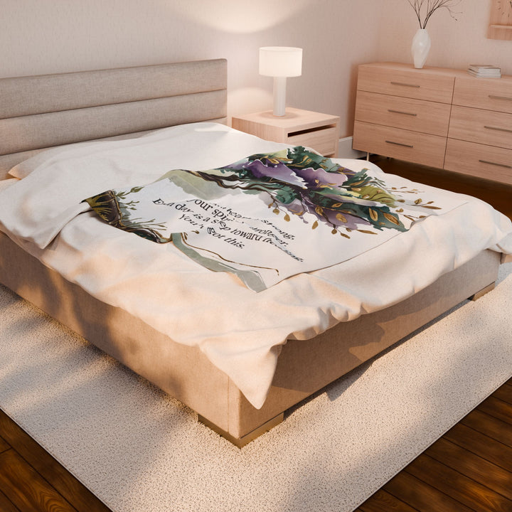 Inspirational Healing Velveteen Plush Blanket - Comforting Throw with Motivational Quote