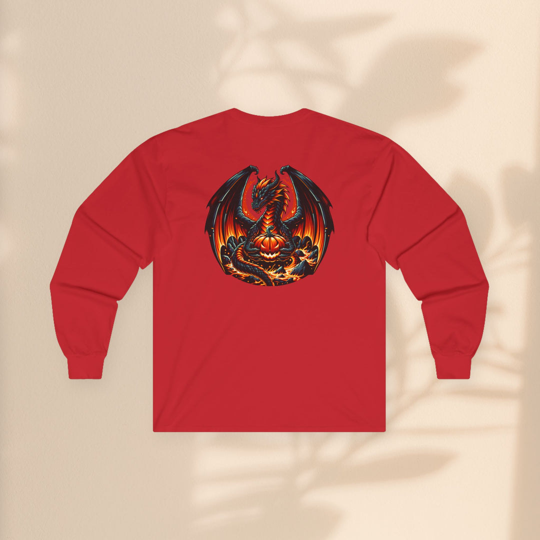 Dragon Emblem Unisex Long Sleeve Tee – Casual Fantasy Graphic Shirt for Halloween & Geek Culture