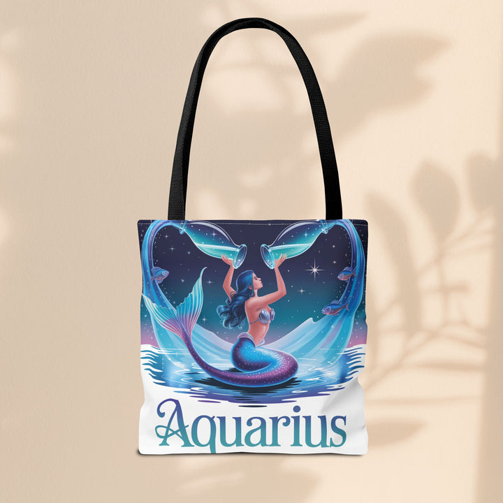 Aquarius Mermaid Tote Bag, Zodiac Gift, Astrology Tote, Women’s Bag, Beach Accessory, Stylish Carryall