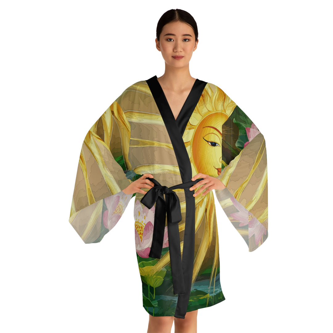 Long Sleeve Kimono Robe (AOP) - Lotus Sun