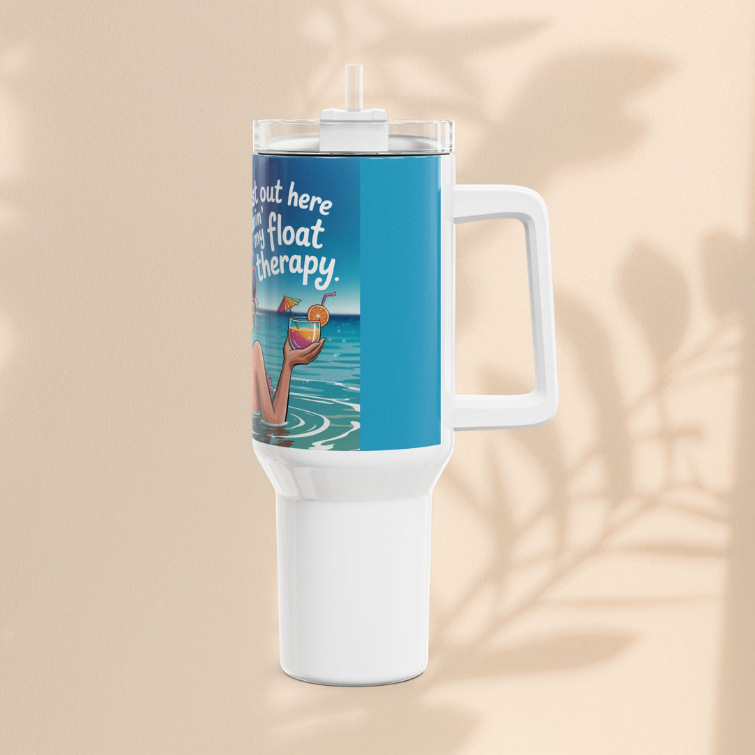 Tropical Oasis Tumbler, 40oz with 'Just out here doing my float therapy' design