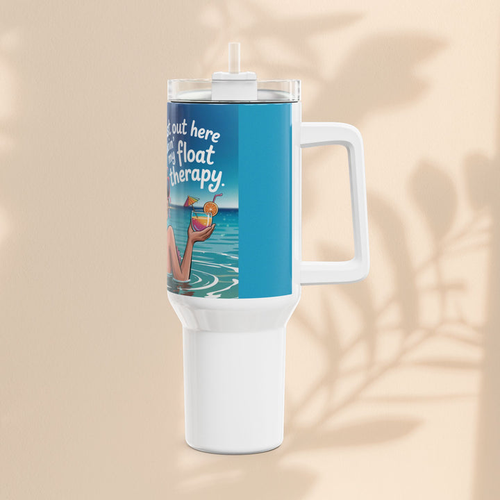 Tropical Oasis Tumbler, 40oz with 'Just out here doing my float therapy' design