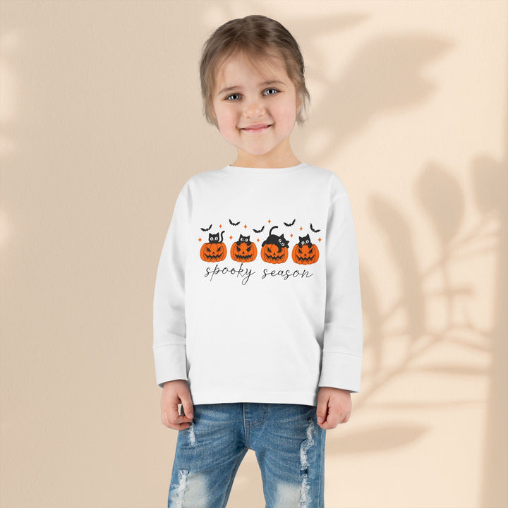 Adorable Toddler Spooky Season Halloween Long Sleeve Tee – Kids Pumpkin Outfit & Fall Gift