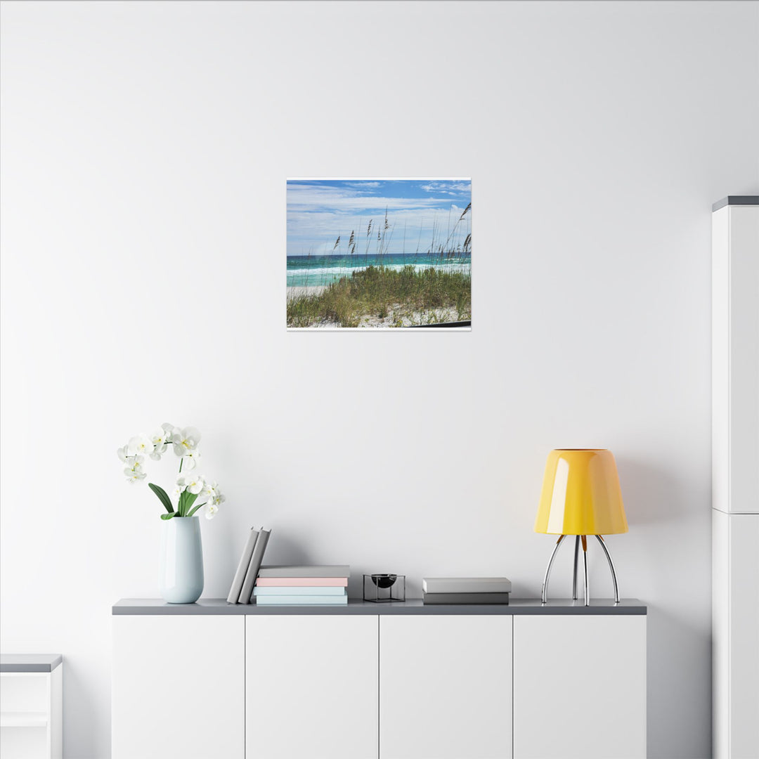 Coastal Dune Beach Canvas Print – Waves and Sea Oats Wall Art