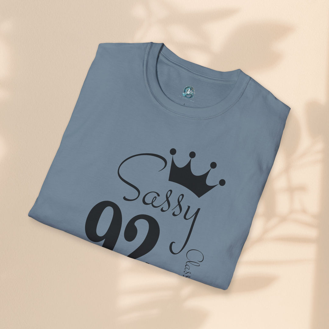 Sassy age 92 Fabulous T-Shirt | Fun Birthday Gift, Trendy Casual Wear, Statement Tee, Women's Fashion, Stylish Graphic Tee
