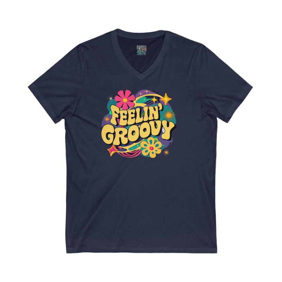 Unisex Jersey Short Sleeve V-Neck Tee - Feeling Groovy