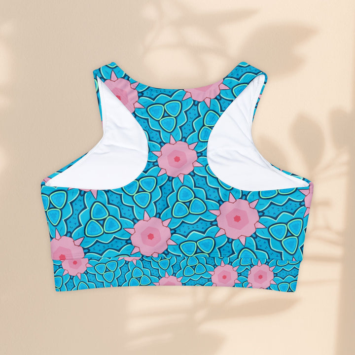 Fully Lined, Padded Sports Bra (AOP) - Blossom Breeze