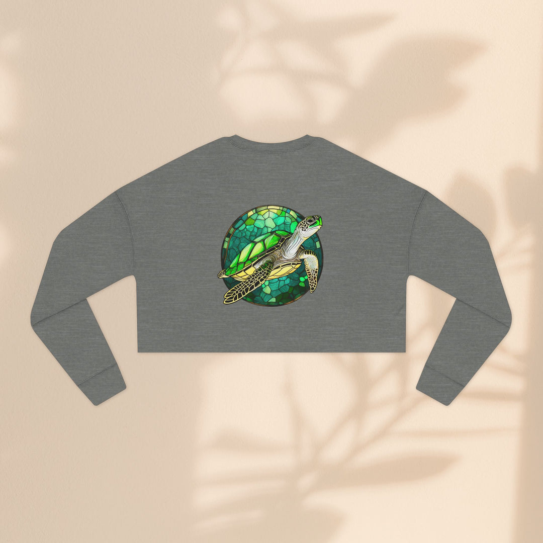 Eco-Friendly Women's Cropped Sweatshirt with Sea Turtle Design | Perfect for Nature Lovers