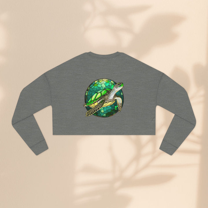 Eco-Friendly Women's Cropped Sweatshirt with Sea Turtle Design | Perfect for Nature Lovers
