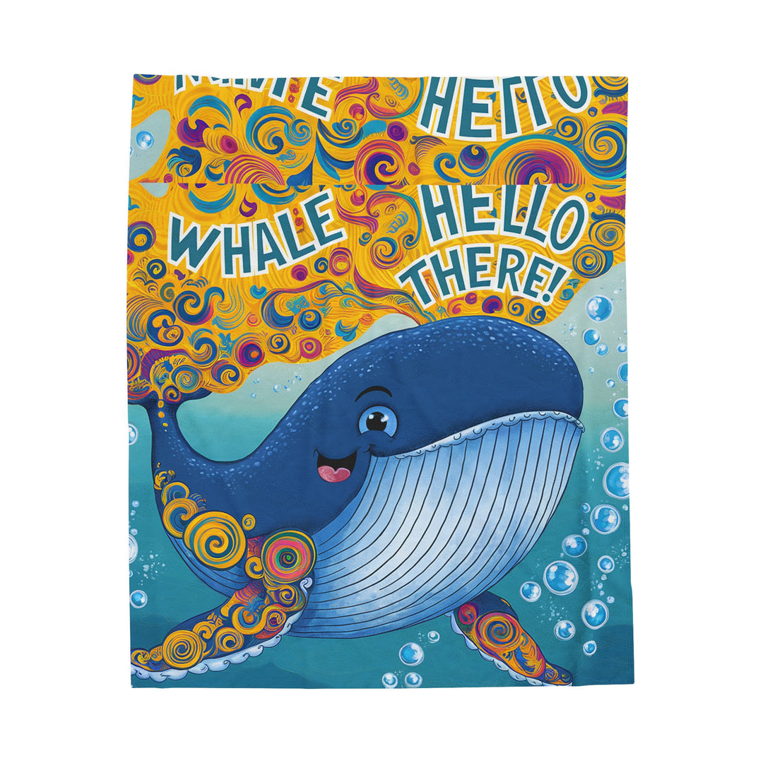 Velveteen Plush Blanket - Whale Hello There